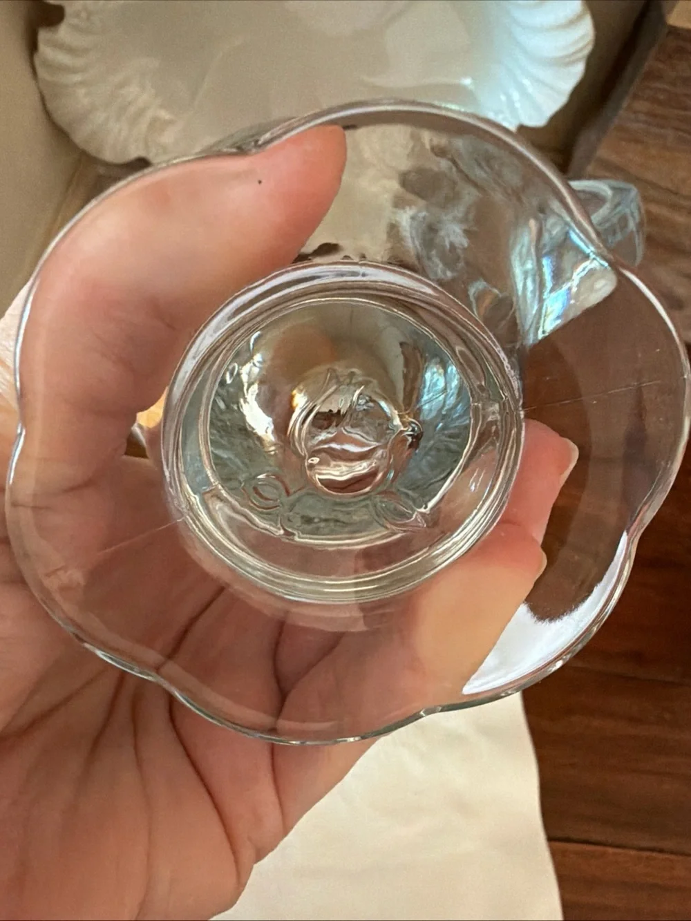 Princess House Fantasia Vintage Pressed Glass Mug with Floral Embossed Design